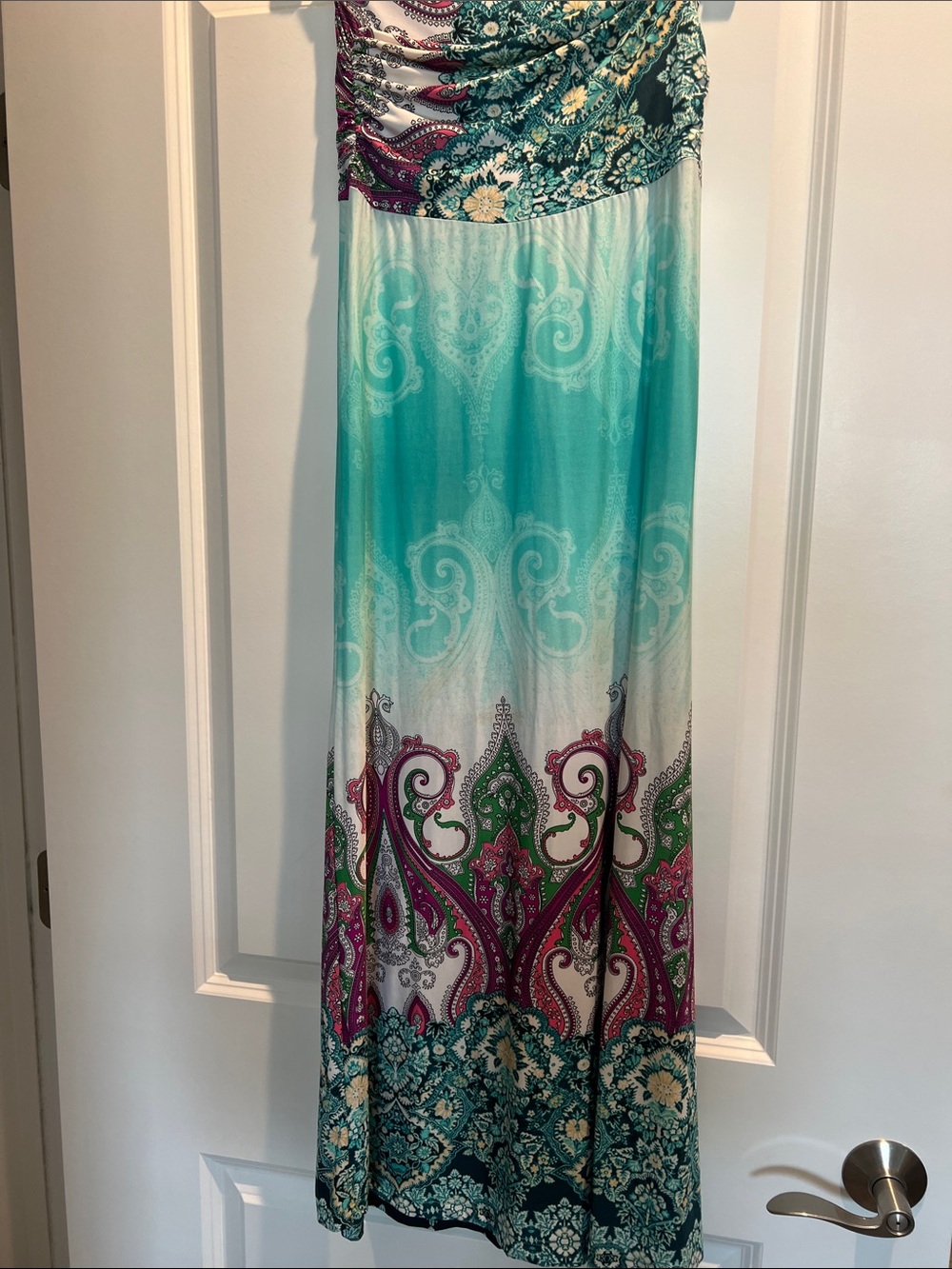Turquoise Ombre Paisley Maxi Skirt